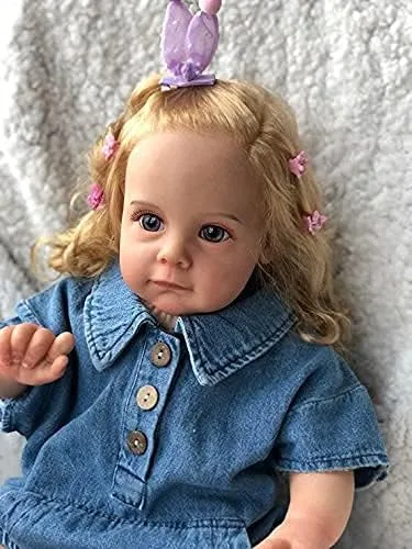 Vista 3 de Angelbaby Muñecas de bebé real Reborn de 24 pulgadas, 23.6 in, linda niña de silicona realista con cuerpo suave y acurrucable, juguetes y accesorios