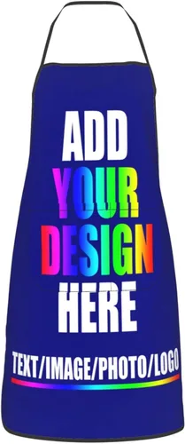 Vista 25 de HooSo Delantal de cocina personalizado, diseño de nombre, logotipo, foto, delantal de poliéster ajustable con dos bolsillos delanteros
