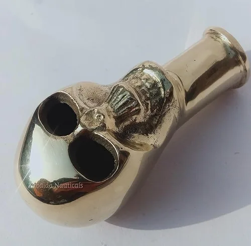 Vista 5 de Mango de cabeza de calavera de latón macizo de diseño sebáceo antiguo para bastones de bastones