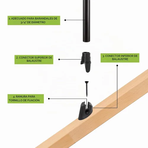 Vista 7 de Conectores de balaustre metálicos ajustables para 3/4" (29-45°) (paquete de 24)