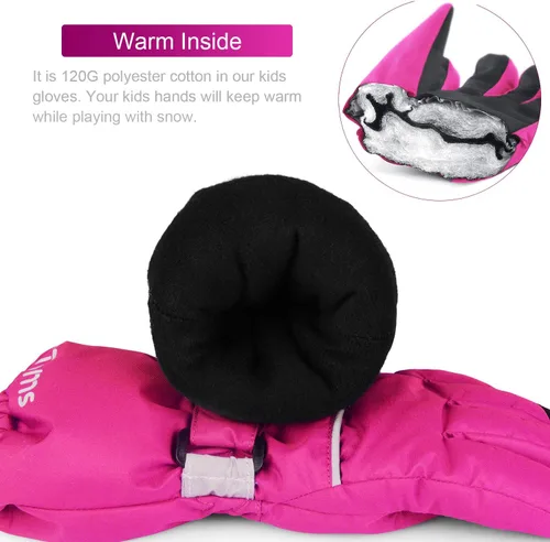 Vista 3 de ThxToms Guantes cálidos de invierno para niños, guantes de nieve impermeables para deportes al aire libre, guantes de esquí voluminosos para niños