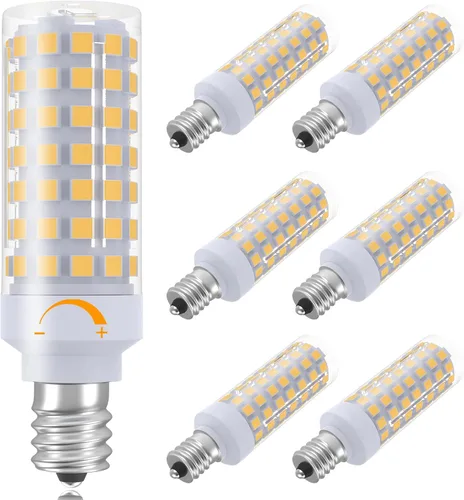 Vista 13 de Bombillas LED E12 regulables, bombilla C7 de 7 W equivalente a bombilla halógena E12 de 60 W, luz blanca diurna 6000 K, base de candelabro T6 E12