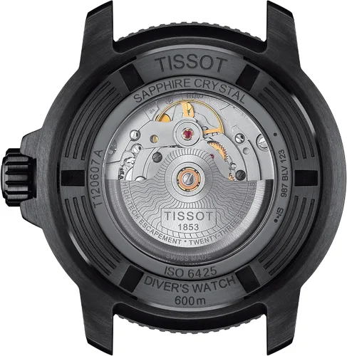 Vista 4 de Tissot Tissot Seastar 2000 Professional Powermatic 80 316L - Caja de acero inoxidable con revestimiento PVD negro, color azul y negro, goma, 22
