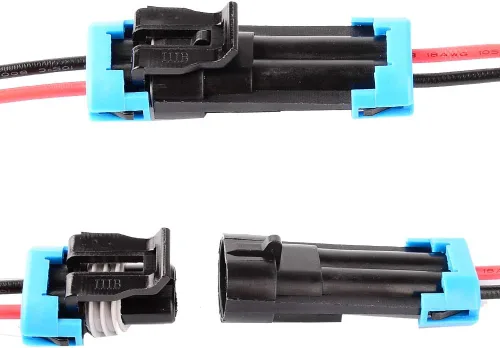 Vista 3 de Conector eléctrico impermeable para autos de 2 terminales, con cable AWG marino, paquete de 2