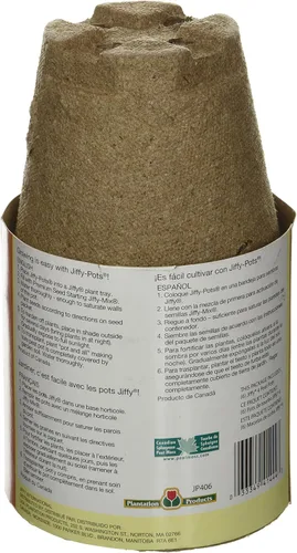 Vista 2 de Jiffy -PotsOrganic Seed Starting - Macetas de turba biodegradables de 4 pulgadas, paquete de 6
