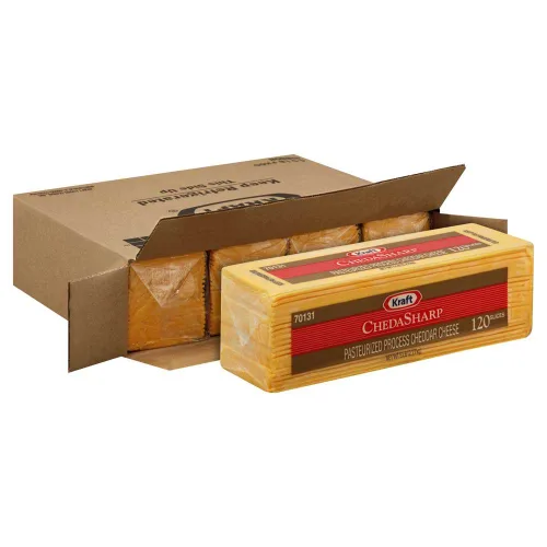 Vista 2 de Kraft Queso cheddar en rodajas de queso cheddar regular, 5 libras, 4 por caja.