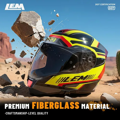 Vista 9 de LEM Cascos de motocicleta de cara completa, cascos para hombres, con certificado DOT, PINLOCK y DVS de doble visión, casco de motocicleta de calle