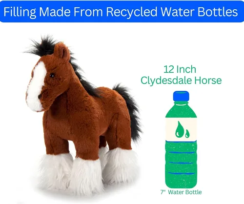 Vista 7 de The Petting Zoo Caballo Clydesdale de Pie Animal de Peluche, Regalos para Niños, Wild Onez Animales de Granja, Juguete de Peluche de Caballo Marrón
