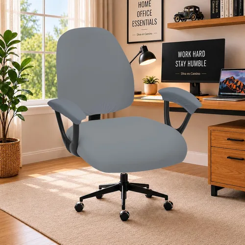 Vista 51 de Fundas elásticas resistentes al agua para sillas de computadora - Protectores lavables para respaldo giratorio y asiento para mascotas - Negro