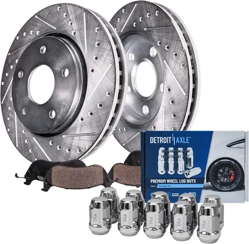 Vista 153 de Detroit Axle - Rotores de freno para Ford 2013-2019 Explorer Taurus Flex Lincoln MKT MKS, rotores de freno de disco ranurados perforados de repuesto