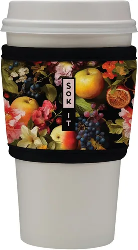 Vista 149 de Sok It HotSok Coffee & Tea - Funda de neopreno con aislamiento reutilizable (floral abstracto)