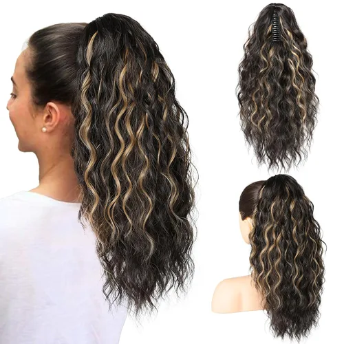 Vista 11 de SEIKEA Highight - Extensión de cola de caballo de 10 pulgadas, corta, gruesa, ondulada, suave, de aspecto natural, clip en una pieza, cola de Marrón