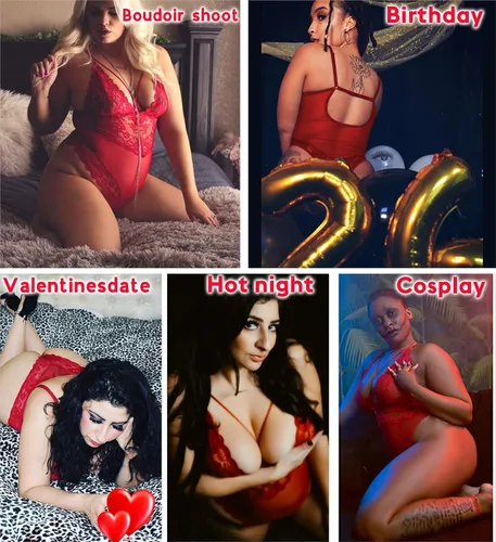 Vista 3 de Avidlove - Lencería de entrepierna a presión para mujer body de encaje de una pieza mini traje sexy