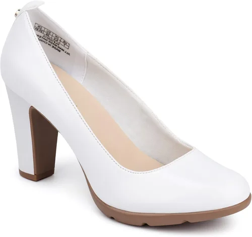 Vista 2 de JENN ARDOR Zapatos de tacón alto con punta redonda cerrada para mujer, zapatos de tacón alto de cuero de 3 pulgadas