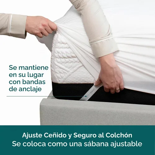 Vista 6 de AllerEase CleanBoost - Protector de colchón de punto de felpa, impermeable, barrera de partículas, equilibrio de temperatura, felpa suave, cómodo