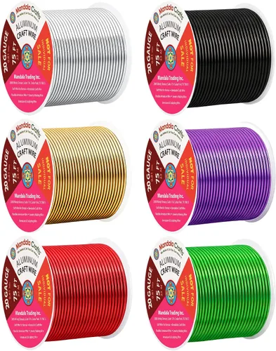 Vista 261 de Mandala Crafts - Alambre de aluminio anodizado de calibre 22 para hacer joyas - 137.2 m de alambre flexible surtido y coloreado - Doble para bonsái