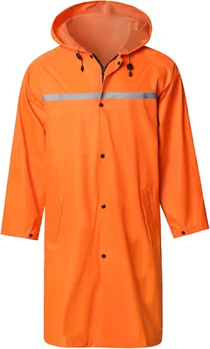 Vista 9 de Chaqueta de lluvia larga con capucha de seguridad para hombres, impermeable de emergencia, poncho Negro