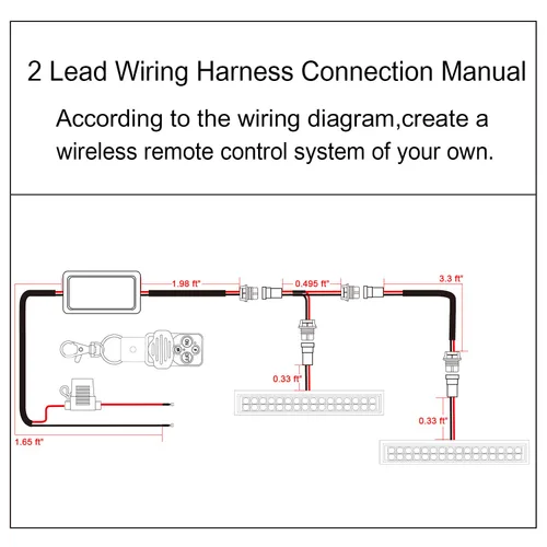 Vista 2 de Arnés de cableado de control remoto de barra de luz LED, kit de arnés de cableado de control remoto inalámbrico Jihe para barra de luz LED, luz
