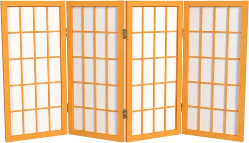 Vista 22 de Biombo portátil simple de 2 pies Biombo diseño Shoji, clásico diseño japonés 4 anchuras, 6 colores, Madera, Negro