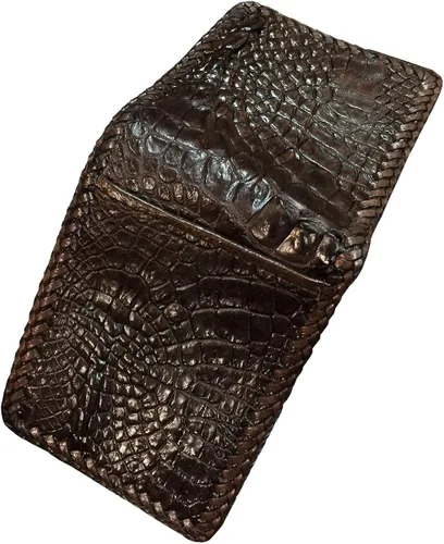 Vista 3 de D 'shark Lujo Piel De Cocodrilo Piel Bi-fold corto cartera (Marrón Oscuro)