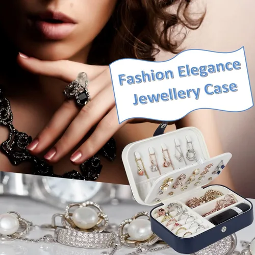 Vista 5 de HAPPINNO Caja organizadora de joyas, cajas de joyería para mujeres, pequeño estuche de joyería de viaje, mini soporte de exhibición de joyería