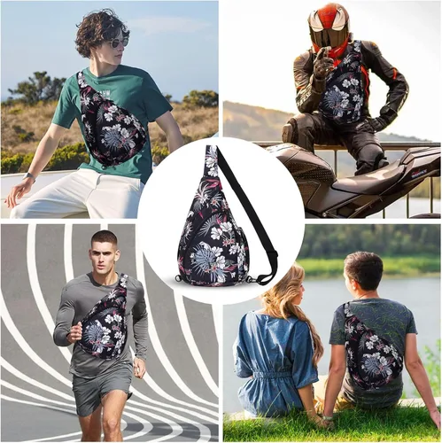 Vista 7 de HUA ANGEL Bolso bandolera, bolso cruzado de moda para el pecho, mochila de viaje, senderismo, gimnasio, mochila casual
