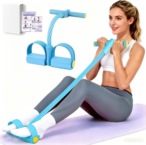 Vista 12 de Pedal Resistance Band with Handle, Upgraded 6-Tube Exercise Bands Negro y Púrpura