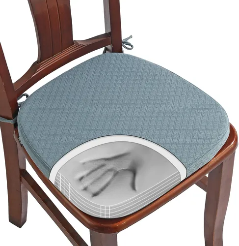 Vista 29 de BUYUE Cojín de Lujo de Espuma Viscoelástica 100% Pura para Silla 1 Paquete, Jacquard 16" Forma de U Cómodo Cojín para Silla de Comedor, Cojín