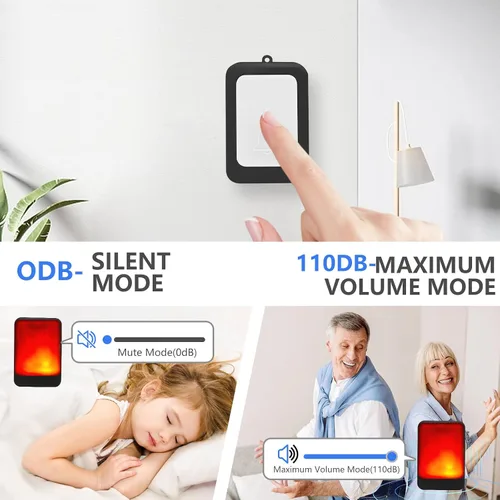 Vista 5 de Timbre de puerta con 7 colores de luz brillante y 4 volúmenes, timbre inalámbrico de 600 pies, en el hogar/oficina, adecuado para personas mayores