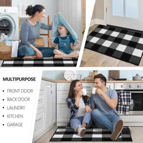 Vista 6 de Felpudo interior para puerta de ingreso, antideslizante, felpudos de goma para puerta trasera, captura de suciedad, raspado de zapatos, lavable a