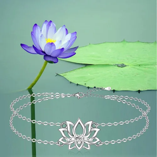 Vista 2 de Chakra Anklets Pineapple Lotus Flower Flamingo Ankle Bracelet Sea Turtle for Women 925 Sterling Silver Jewelry Birthday Gifts