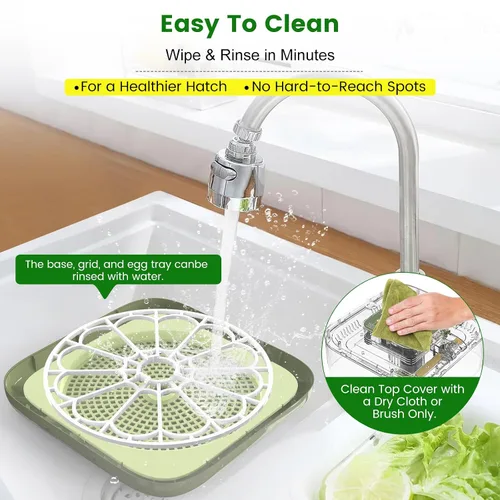 Vista 7 de Incubadora de 12 huevos con giro automático, recarga automática de agua y control de temperatura/humedad, además de guía de eclosión, criador