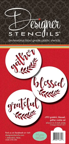 Vista 3 de Plantilla de galletas Grateful, Blessed And Gather C993 de Designer Stencils