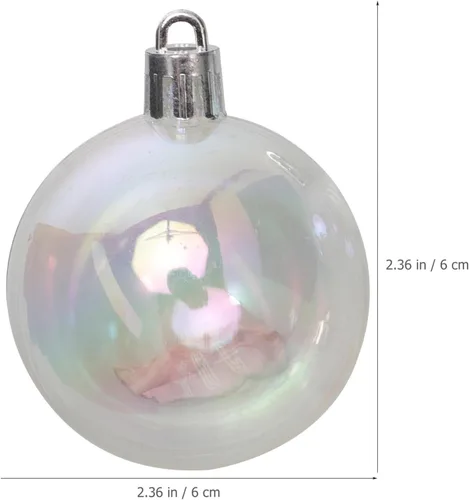 Vista 2 de Garneck 72 adornos de bola iridiscente de Navidad, bolas de plástico rellenables, bolas colgantes inastillables, árbol de Navidad, vacaciones, boda