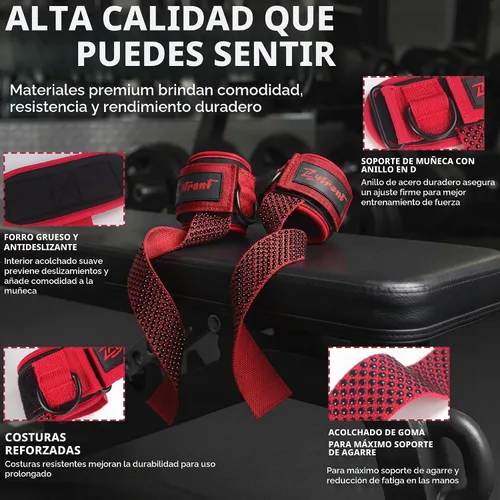 Vista 5 de Correas de levantamiento de pesas con anillo en D con puño, correas de elevación cómodas Thyick resistentes, ajuste seguro, agarre mejorado, correas