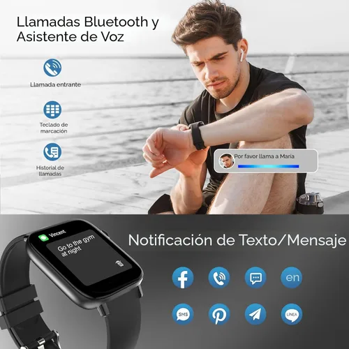 Vista 2 de Reloj inteligente para hombre con pantalla táctil HD de 1.90 pulgadas, llamada Bluetooth, rastreador de actividad física con más de 120 modos