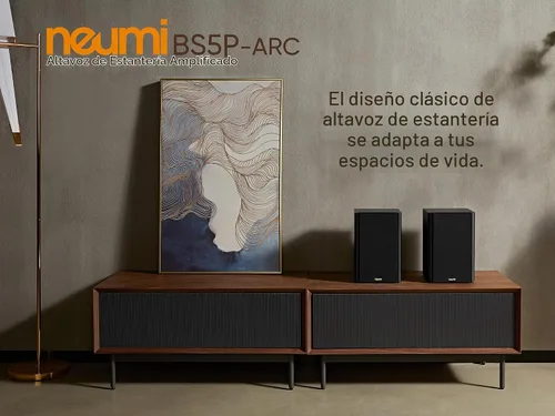 Vista 7 de NEUMITECH NEUMI BS5P-ARC Altavoces de estantería con alimentación de 75 vatios, Bluetooth, HDMI, USB, Óptico, Coaxial, Control remoto, Woofer de 5
