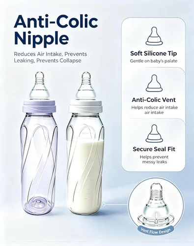 Vista 4 de Tetinas de repuesto compatibles con Evenflo Feeding Classic de plástico tintado estándar y botellas de vidrio clásicas, flujo lento, 3.3 ft+ Blanco