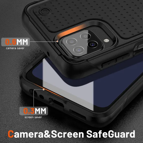 Vista 5 de Jeylly Funda compatible con Samsung Galaxy A12, Samsung Galaxy A12 con protector de pantalla de vidrio templado, protección contra caídas de grado