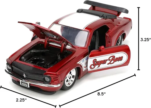 Vista 8 de Jada Big Time Muscle 1:24 1970 Ford Mustang Boss 429 - Auto fundido a presión, color rojo caramelo, juguetes para niños y adultos