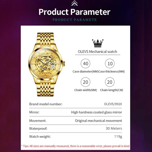 Vista 7 de OLEVS Automatic Skeleton Men Watches Mechanical Watch Luxury Wind up Watches for Men no Battery Men's Wristwatches