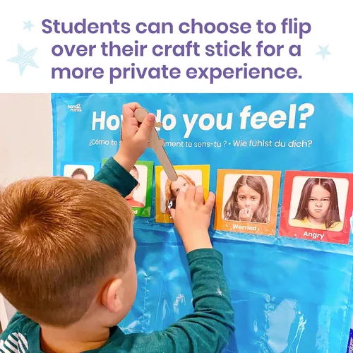Vista 4 de hand2mind Tabla de bolsillo para expresar tus sentimientos, tabla de emociones para niños, decoraciones de aula para profesores de preescolar