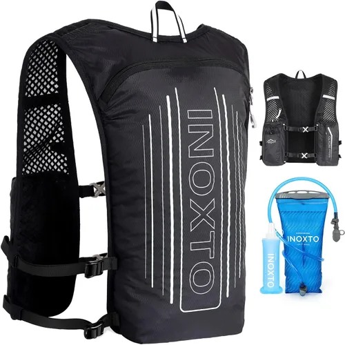 Vista 14 de INOXTO - Mochila de hidratación para correr, ligera, aislada, con bolsa de agua de 1.5 L, mochila para senderismo, correr, ciclismo, carrera