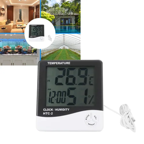 Vista 2 de Termómetro higrómetro para interiores y exteriores, temperatura digital, pantalla LCD, medidor de humedad, medidor de humedad, herramientas