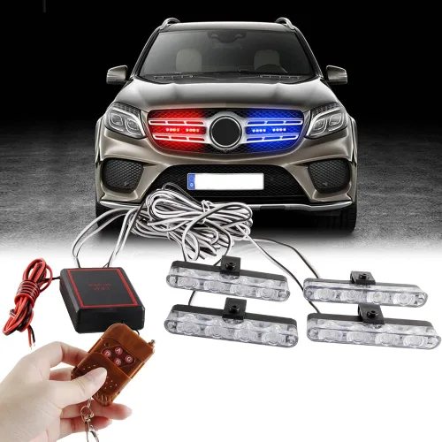 Vista 6 de Sidaqi 4 en 1 12V Estrobo de Emergencia Advertencia Rejilla Luces de Precaución Luces de Flash Para Coche Camión DRL Ambulancia Luces de Policía