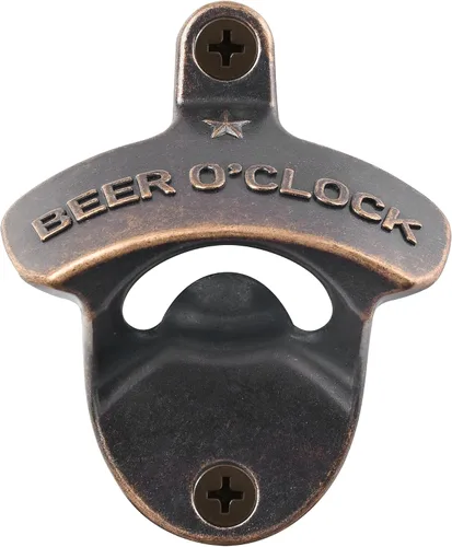 Vista 12 de Abridor de botellas de latón montado en la pared Abridor de tapa de cerveza de bronce antiguo inoxidable CERVEZA O'CLOCK Montable