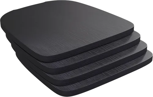 Vista 2 de BizChair Juego de 4 asientos de madera de poliresina, poliestireno negro, bordes redondeados para mayor comodidad, para sillas y taburetes de metal