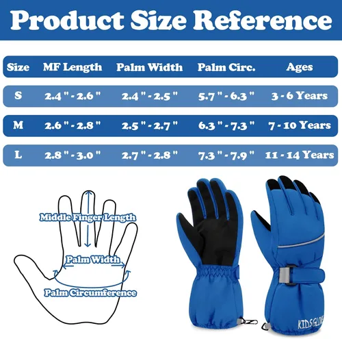 Vista 6 de Sarfel Guantes de nieve para niños, guantes impermeables para niños, guantes de esquí para niñas, guantes de invierno para niños, guantes