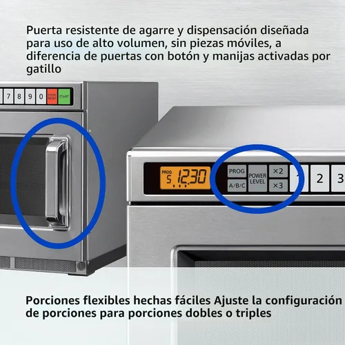 Vista 5 de Panasonic PRO1 - Horno de microondas comercial, resistente, 0.6 pies cúbicos de 2100 W, cocina de 5 etapas, pantalla LCD, acero inoxidable