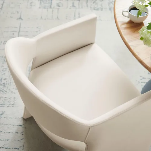 Vista 4 de Modway Talia Performance - Sillón de comedor de terciopelo en alabastro, moderna silla de comedor curvada con respaldo abierto, silla de barril